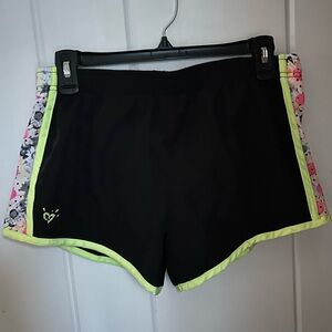 Junior Girls Justice Black Shorts with Neon and Floral Trim